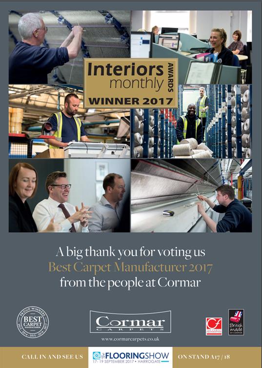 Cormar voted "Best Carpet Manufacturer 2017"